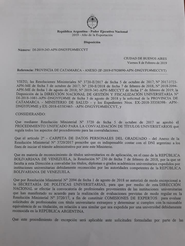 Disposici N Del Ministerio De Educaci N Ciencia Y Tecnolog A De La Naci N Colegio De M Dicos